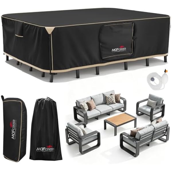 MOFCOVER black patio furniture cover 108"(L) x 82"(W) x 28"(H), fits 4-6 chairs