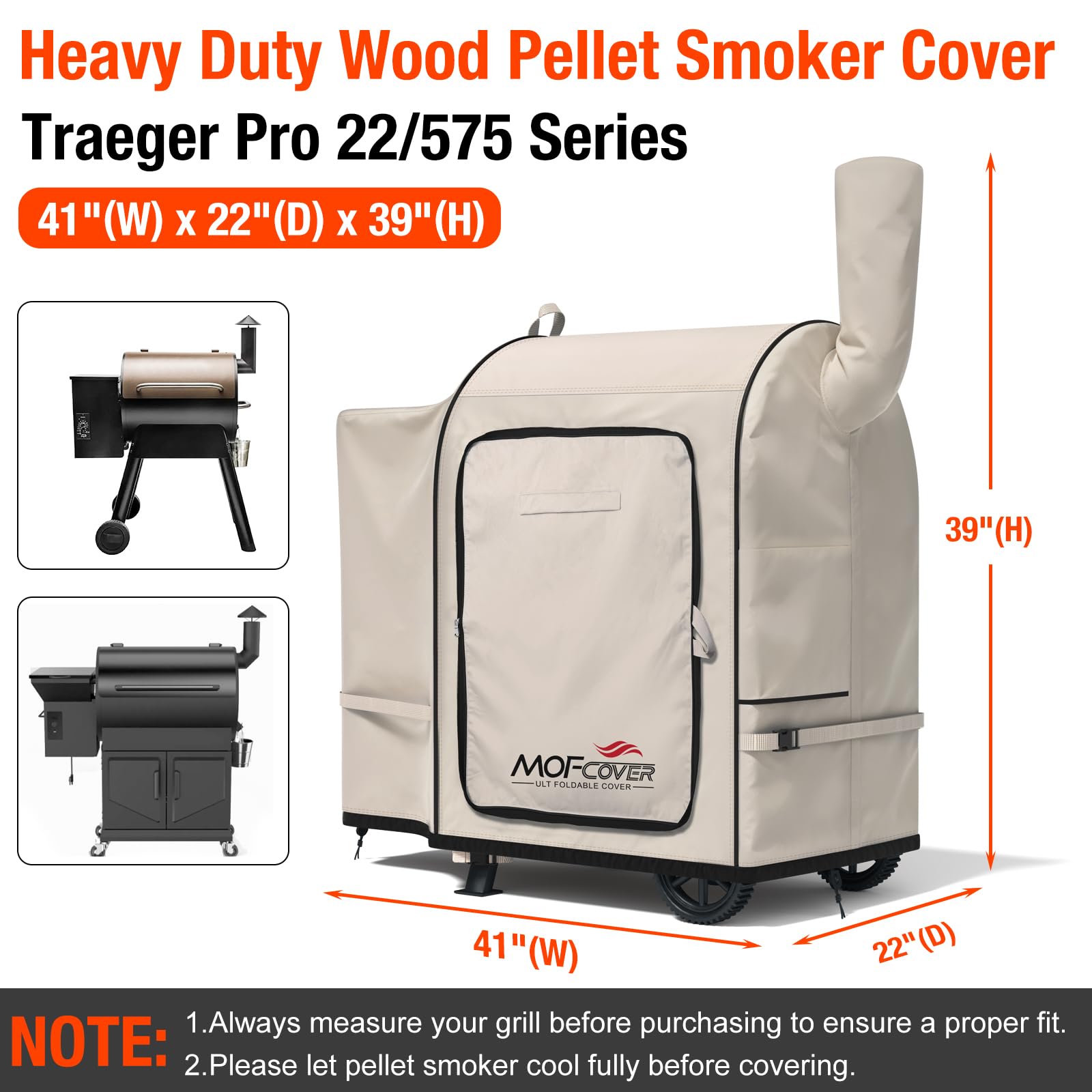 MOFCOVER Traeger Pro 22 Grill Cover(Khaki)
