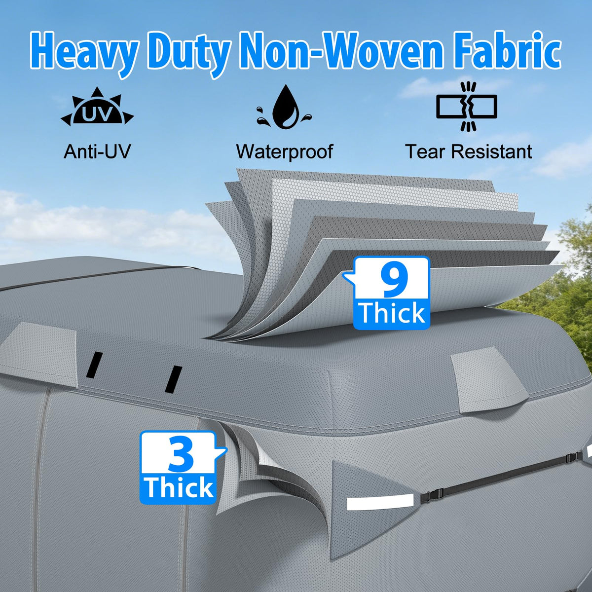MOFCOVER Fiberglass RV Cover – 9-Layer Nonwoven Fabric