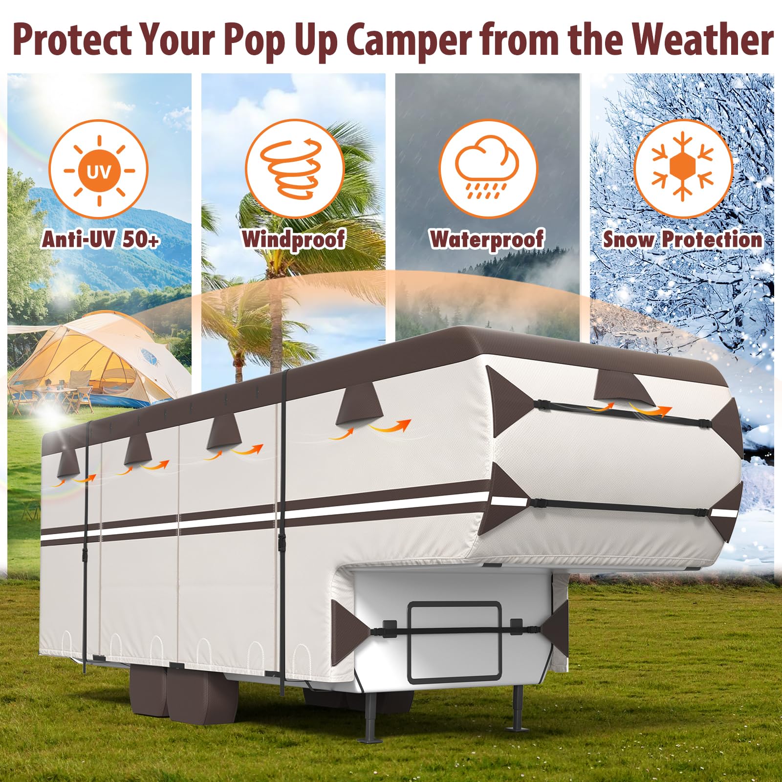 MOFCOVER 5th Wheel RV Cover 26-29ft,Chestnut brown