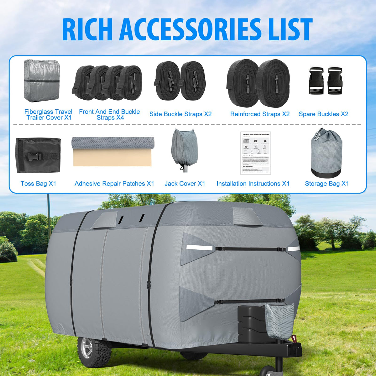 MOFCOVER Fiberglass RV Cover – 9-Layer Nonwoven Fabric