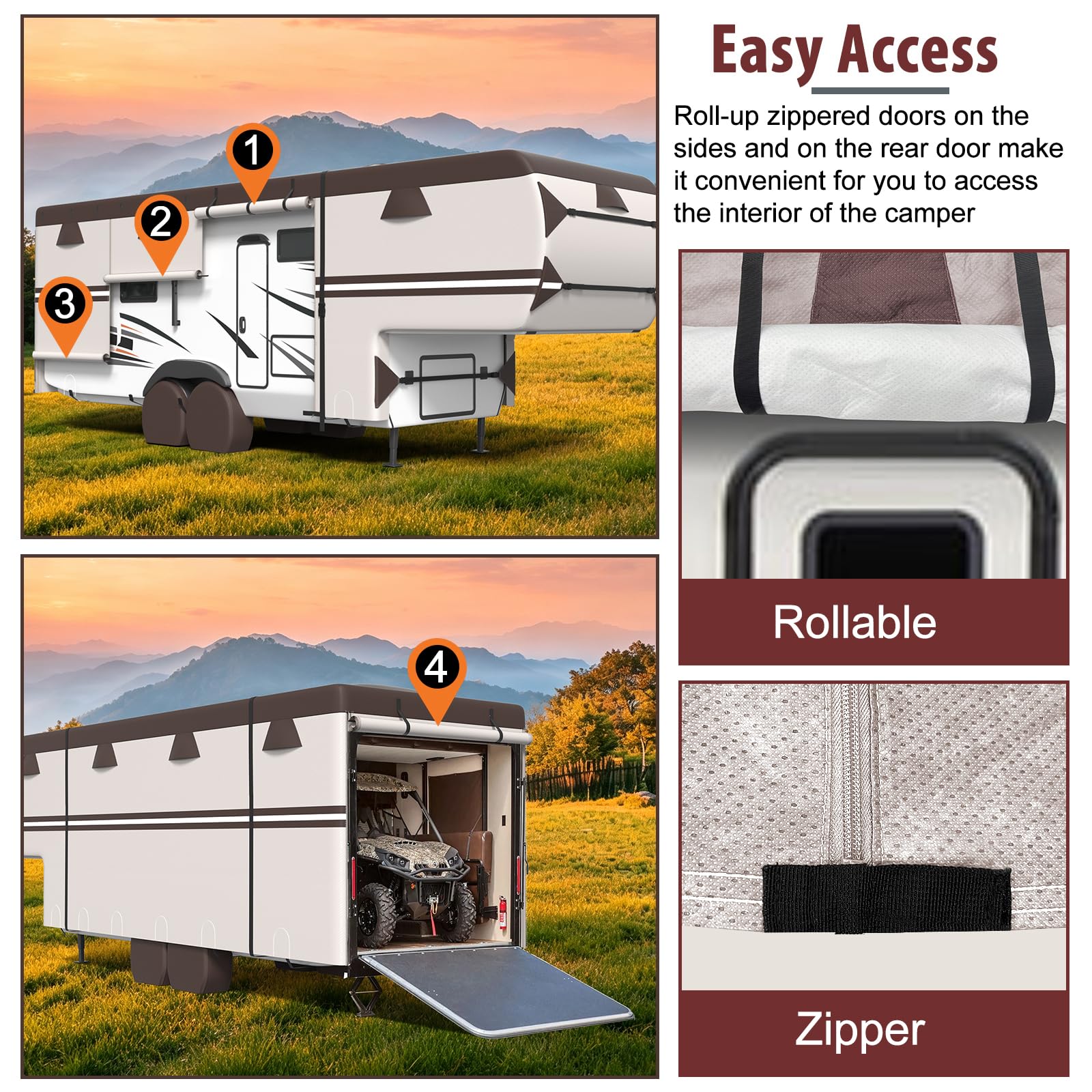 MOFCOVER 5th Wheel RV Cover 26-29ft,Chestnut brown