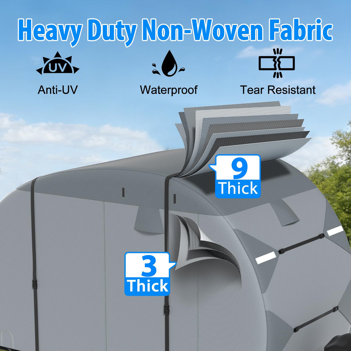 MOFCOVER Teardrop Camper Cover – Waterproof 7-Layer Nonwoven RV Cover
