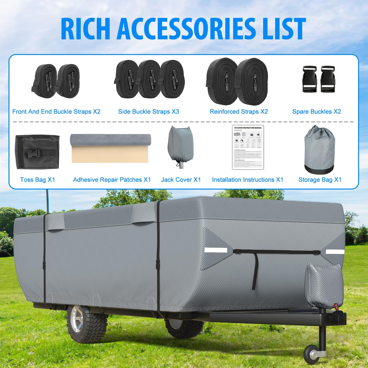 MOFCOVER Pop Up Folding Camper Cover – 9-Layer Nonwoven, 8–14 ft