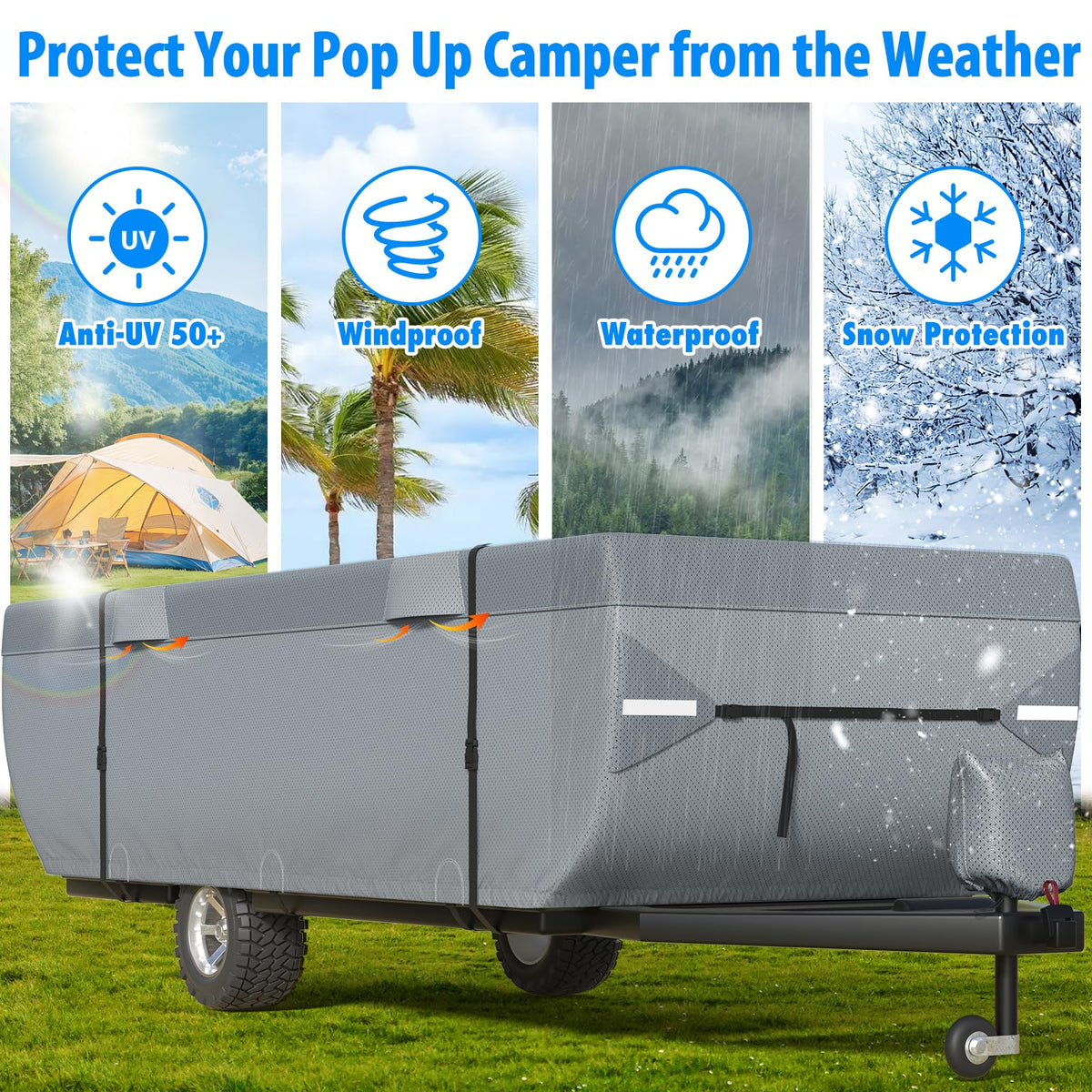 MOFCOVER Pop Up Folding Camper Cover – 9-Layer Nonwoven, 8–14 ft