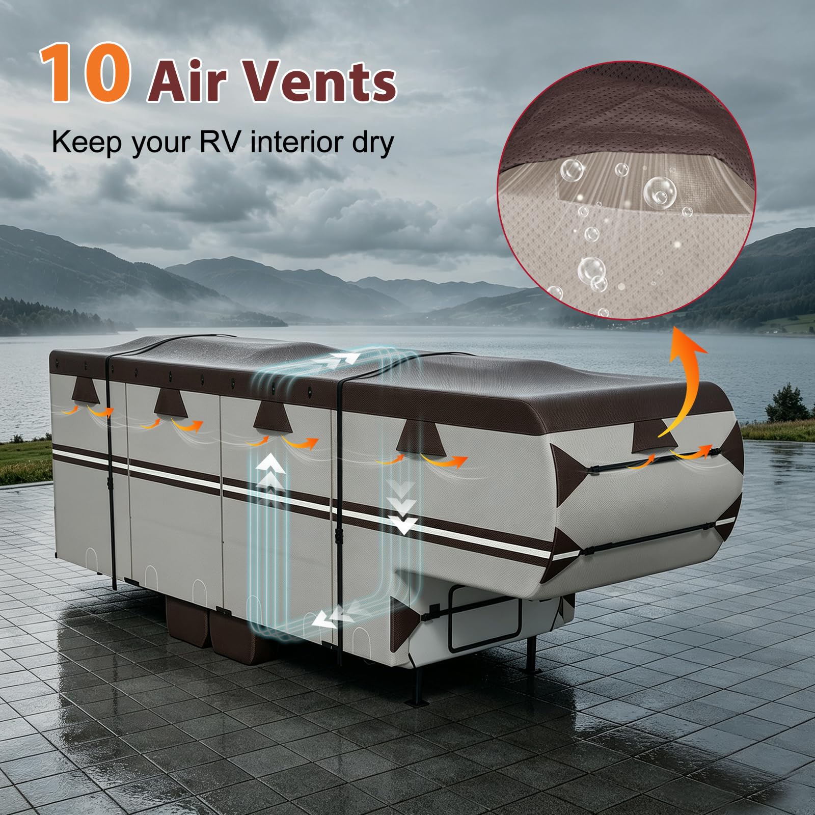MOFCOVER 5th Wheel RV Cover 26-29ft,Chestnut brown