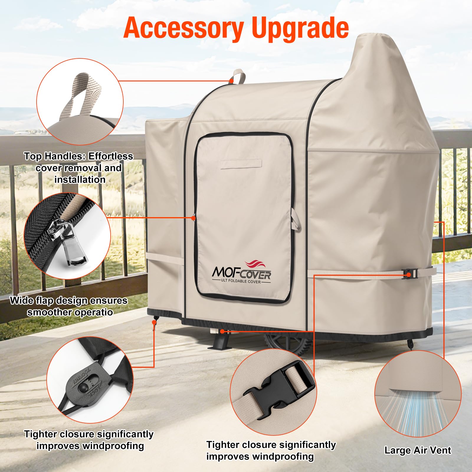 MOFCOVER Pit Boss Austin XL Grill Cover(Khaki)