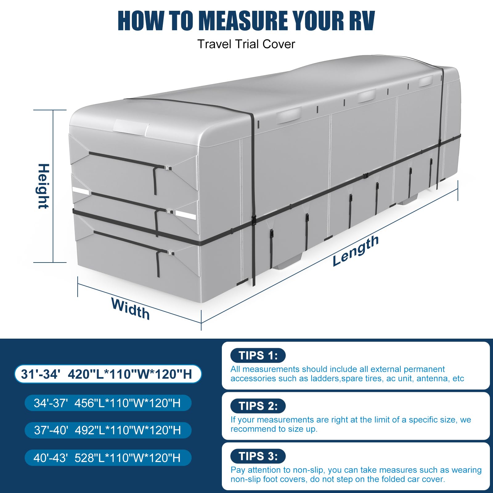 MOFCOVER Class A RV Cover 34-37ft,Oxford