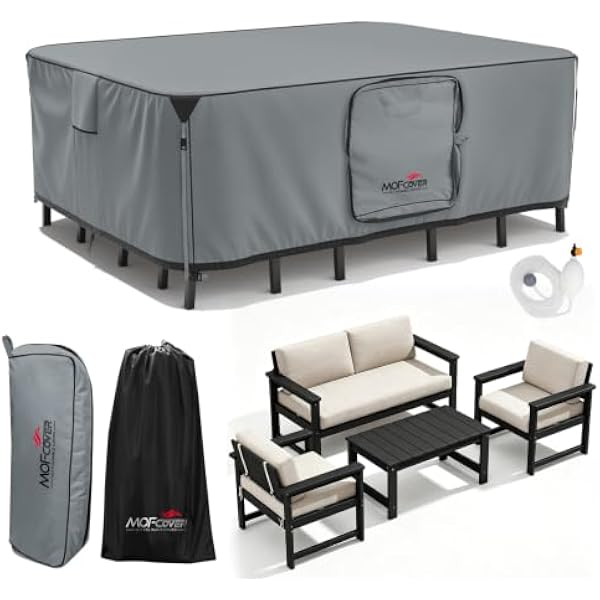 MOFCOVER black patio furniture cover 98"(L) x 78"(W) x 28"(H), fits 4-6 chairs