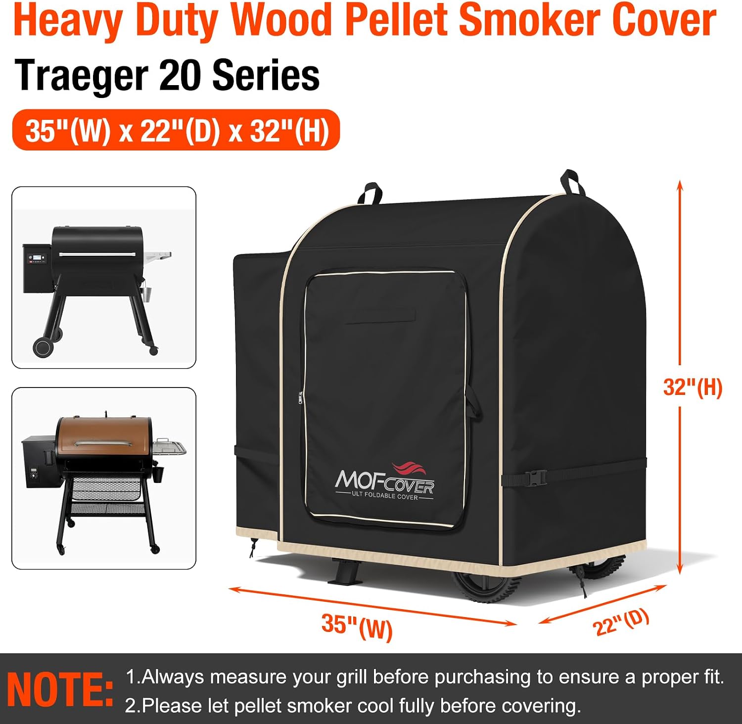 MOFCOVER Traeger 20 Grill Cover(Black)