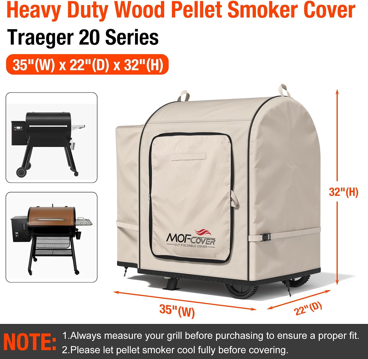 MOFCOVER Traeger 20 Grill Cover(Khaki)