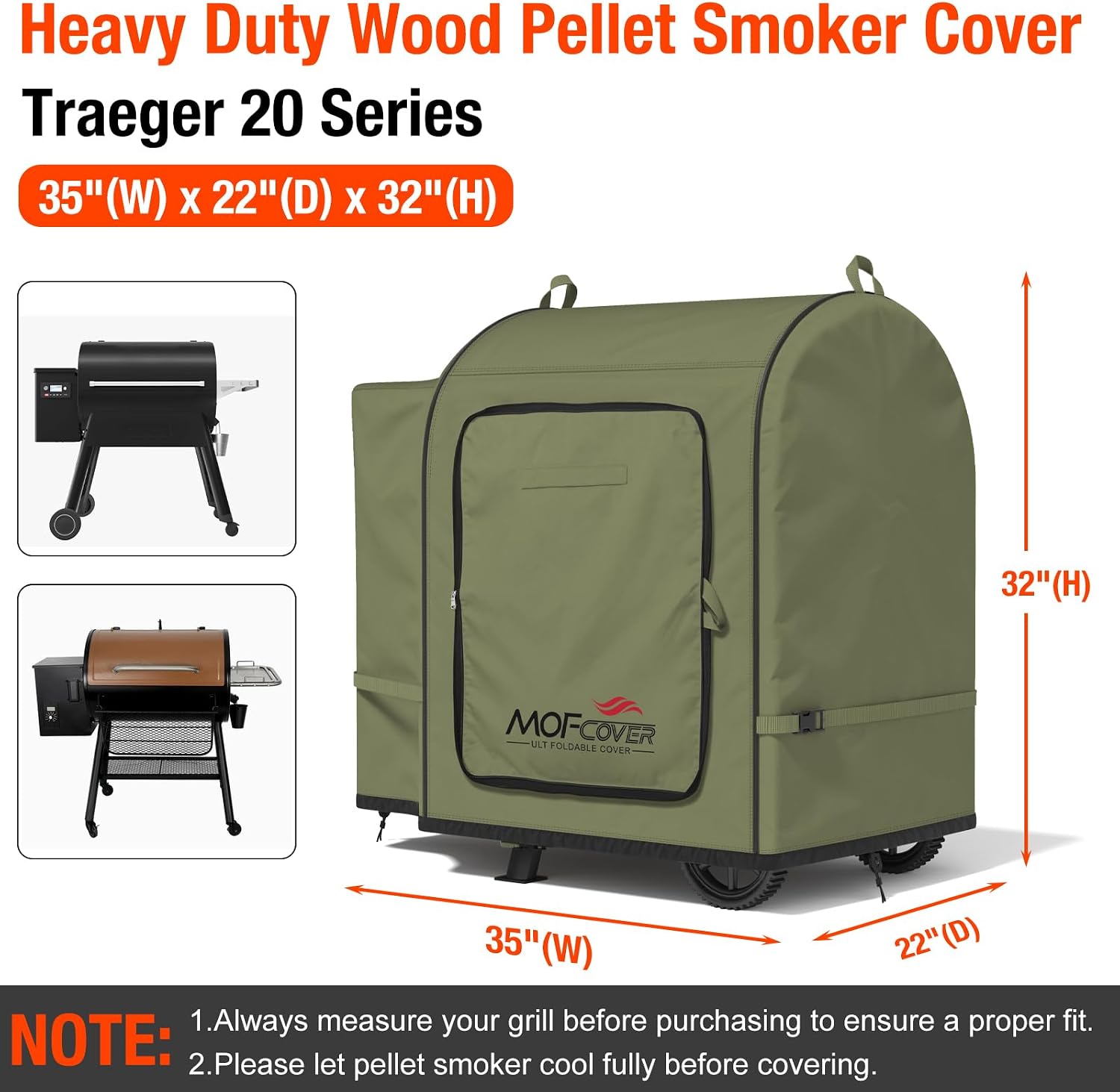 MOFCOVER Traeger 20 Grill Cover(Green)