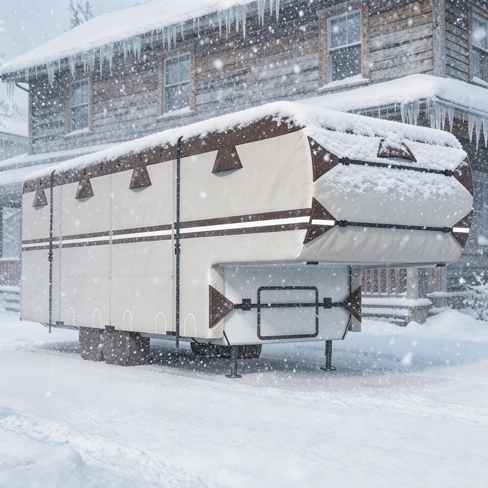 MOFCOVER 5th Wheel RV Cover 37-41ft,Chestnut brown