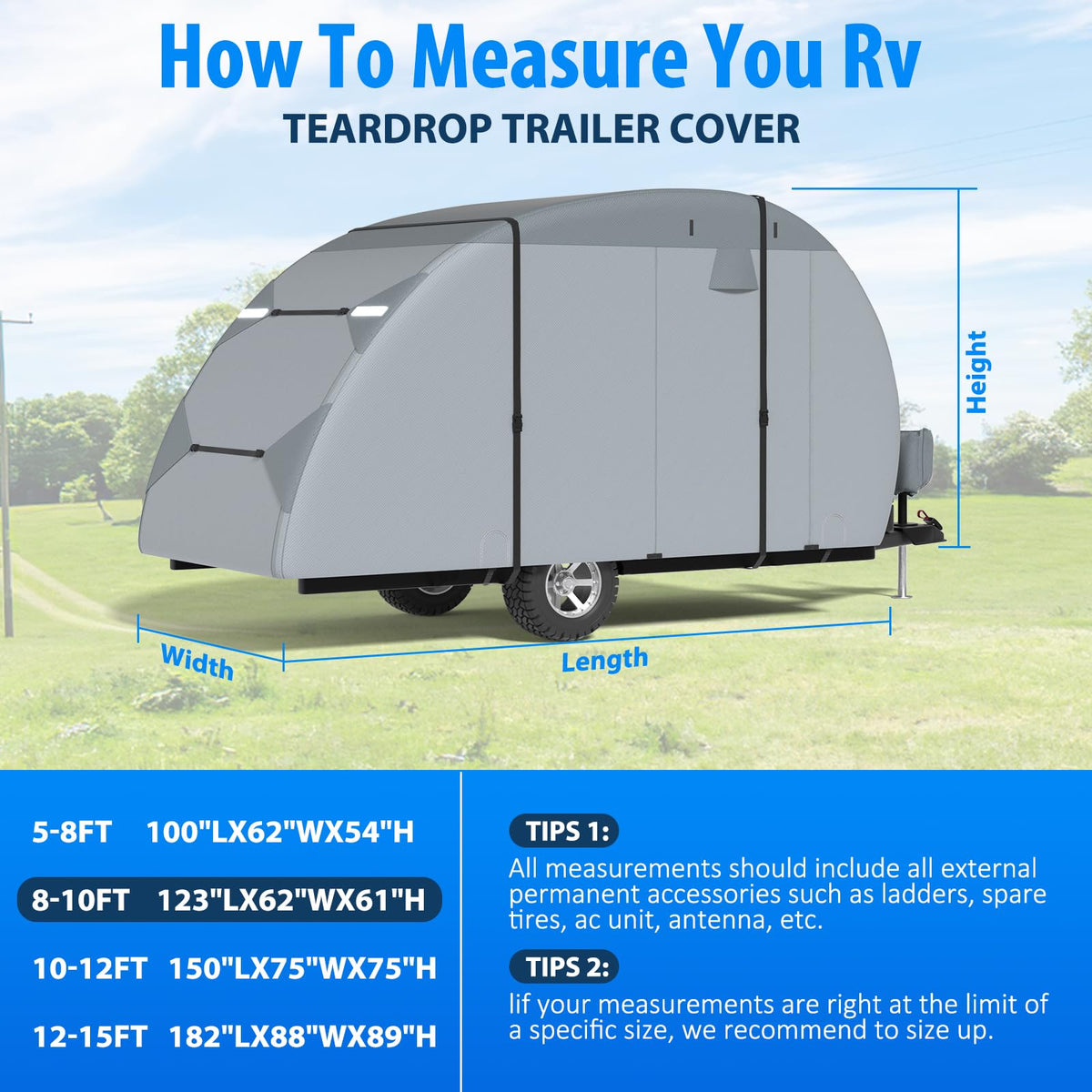 MOFCOVER Teardrop Camper Cover – Waterproof 7-Layer Nonwoven RV Cover