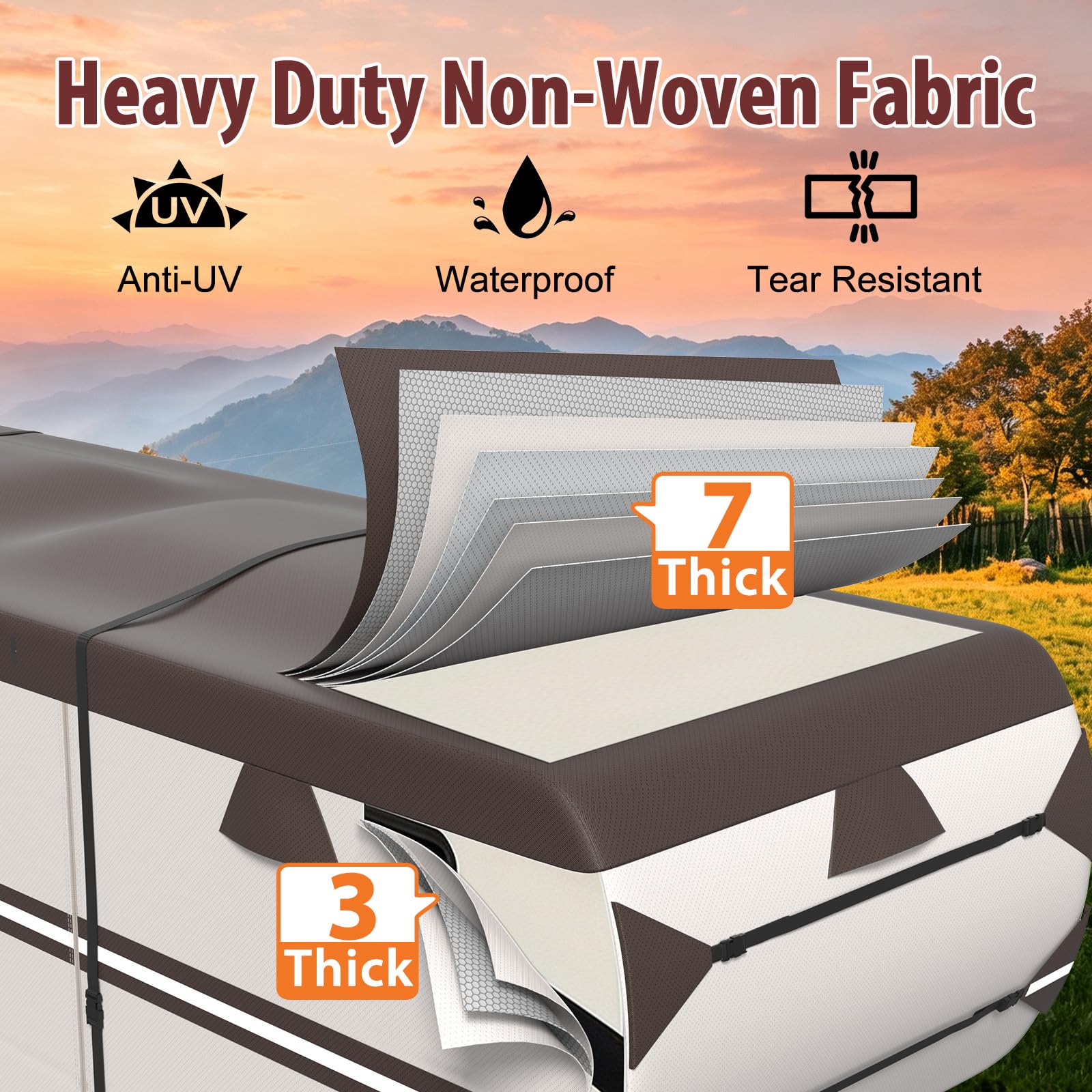 MOFCOVER 5th Wheel RV Cover 26-29ft,Chestnut brown