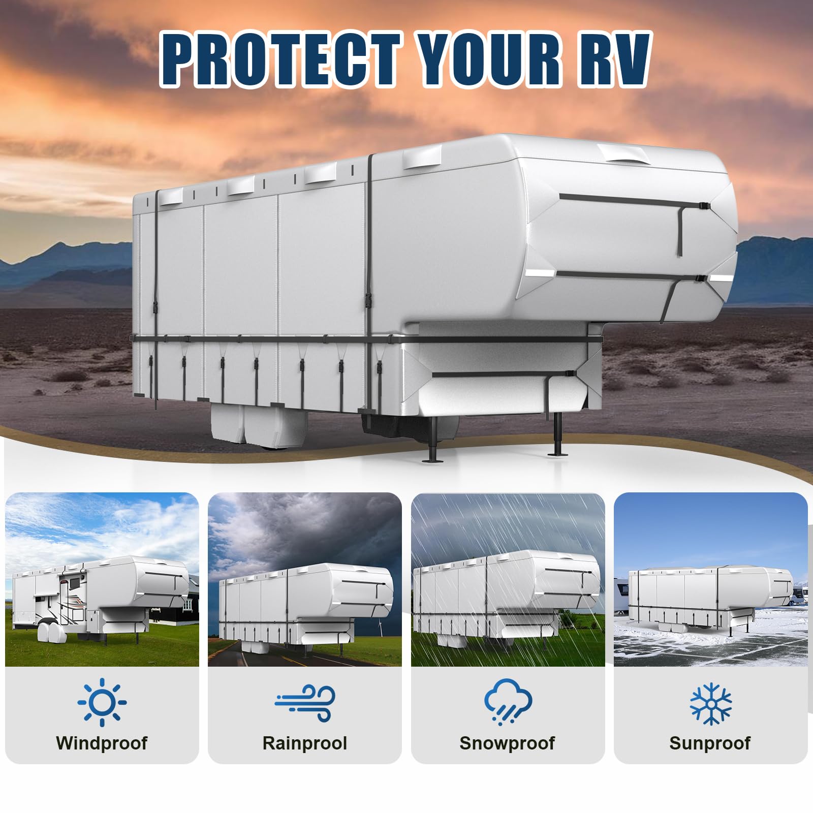 MOFCOVER 5th Wheel RV Cover 41-45ft,Oxford