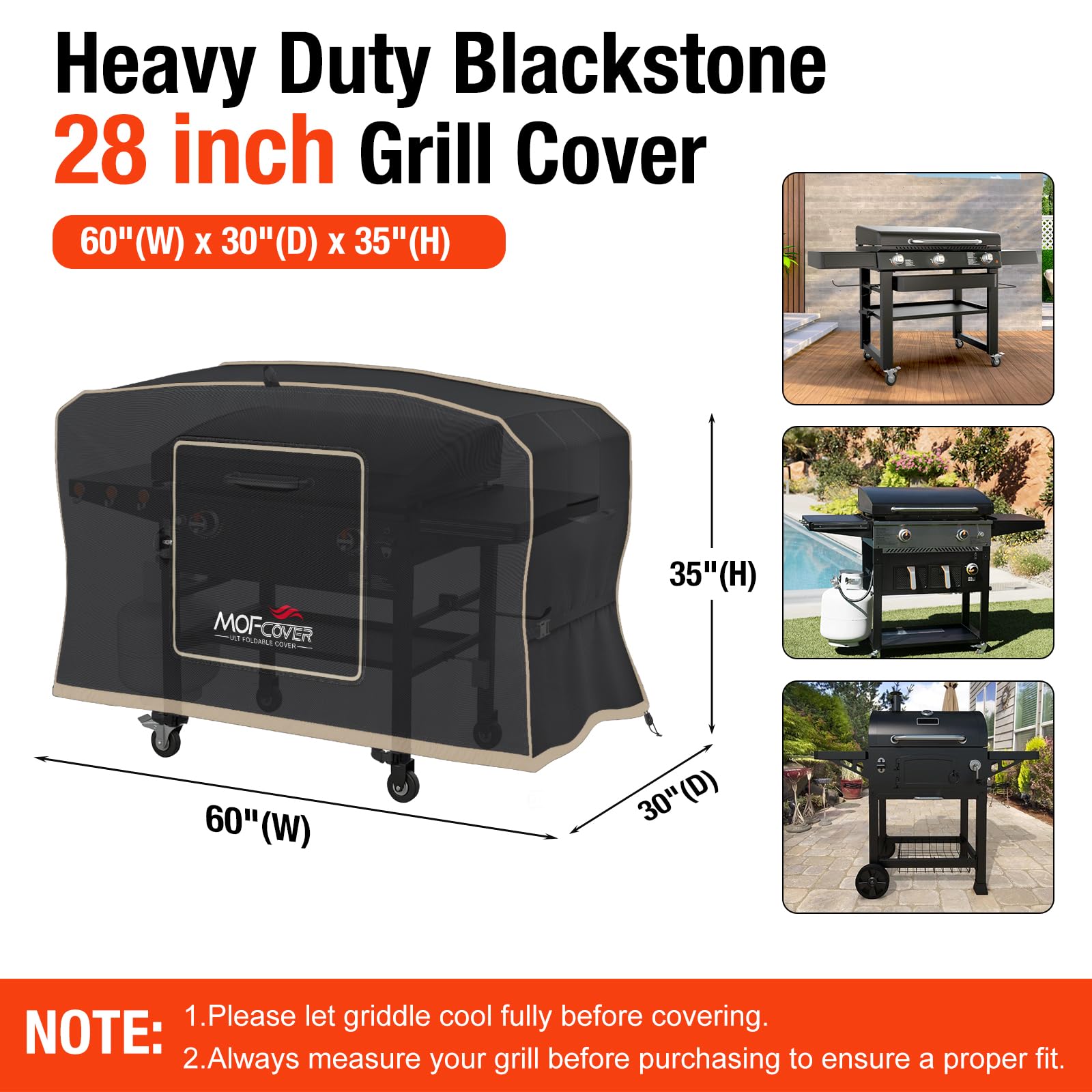 MOFCOVER 28 inch Griddle Cover(Coffee)