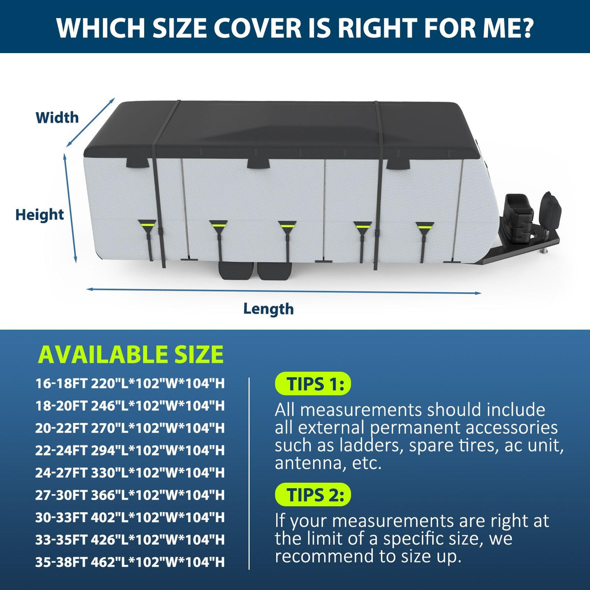 MOFCOVER 8-Layer Travel Trailer Cover – Black/Gray