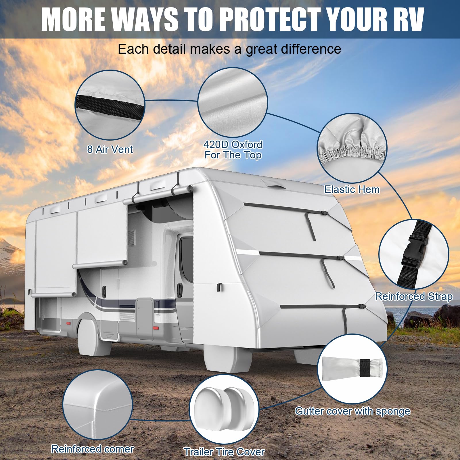 MOFCOVER Class C RV Cover 29-32ft,Oxford