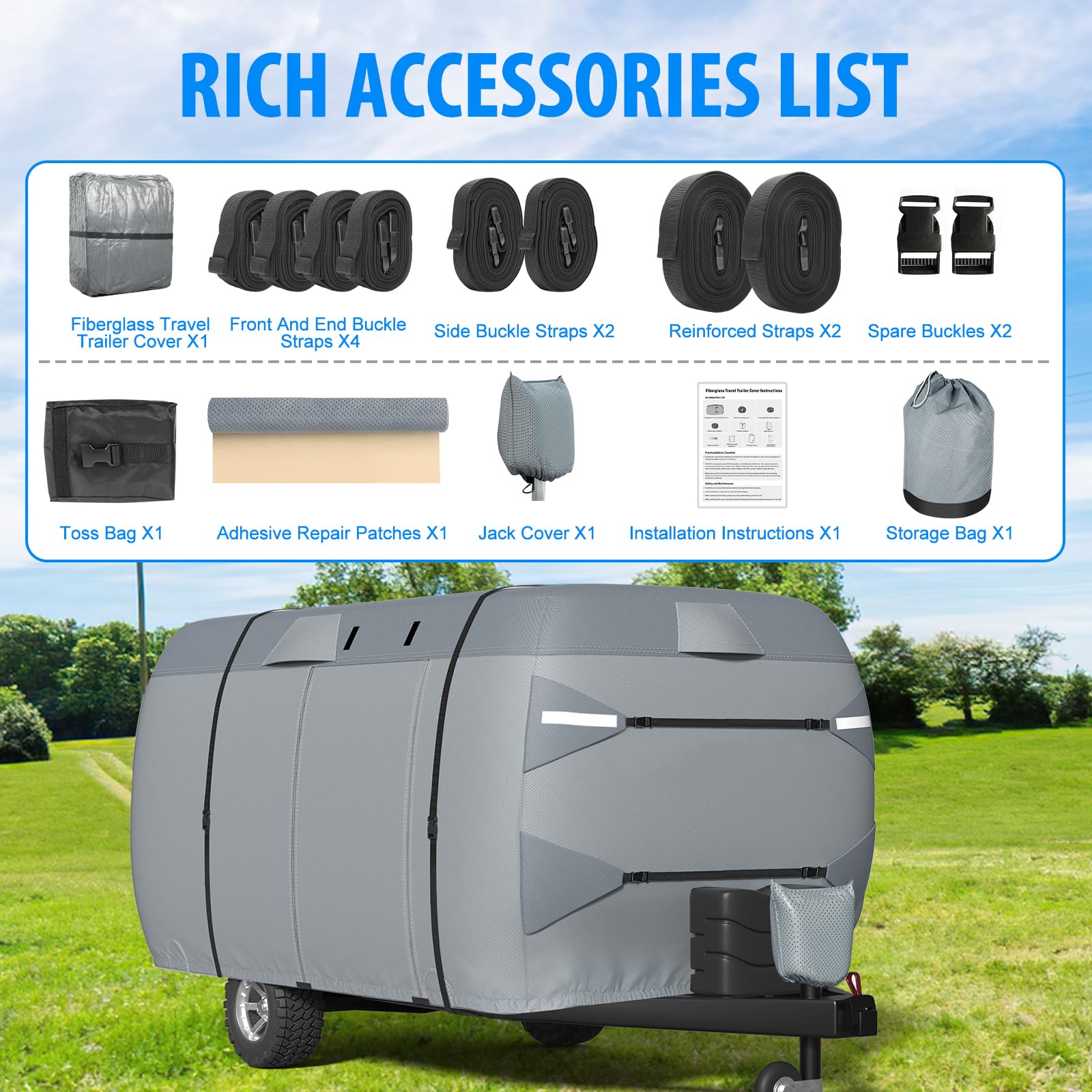 MOFCOVER Fiberglass RV Cover 8-10ft