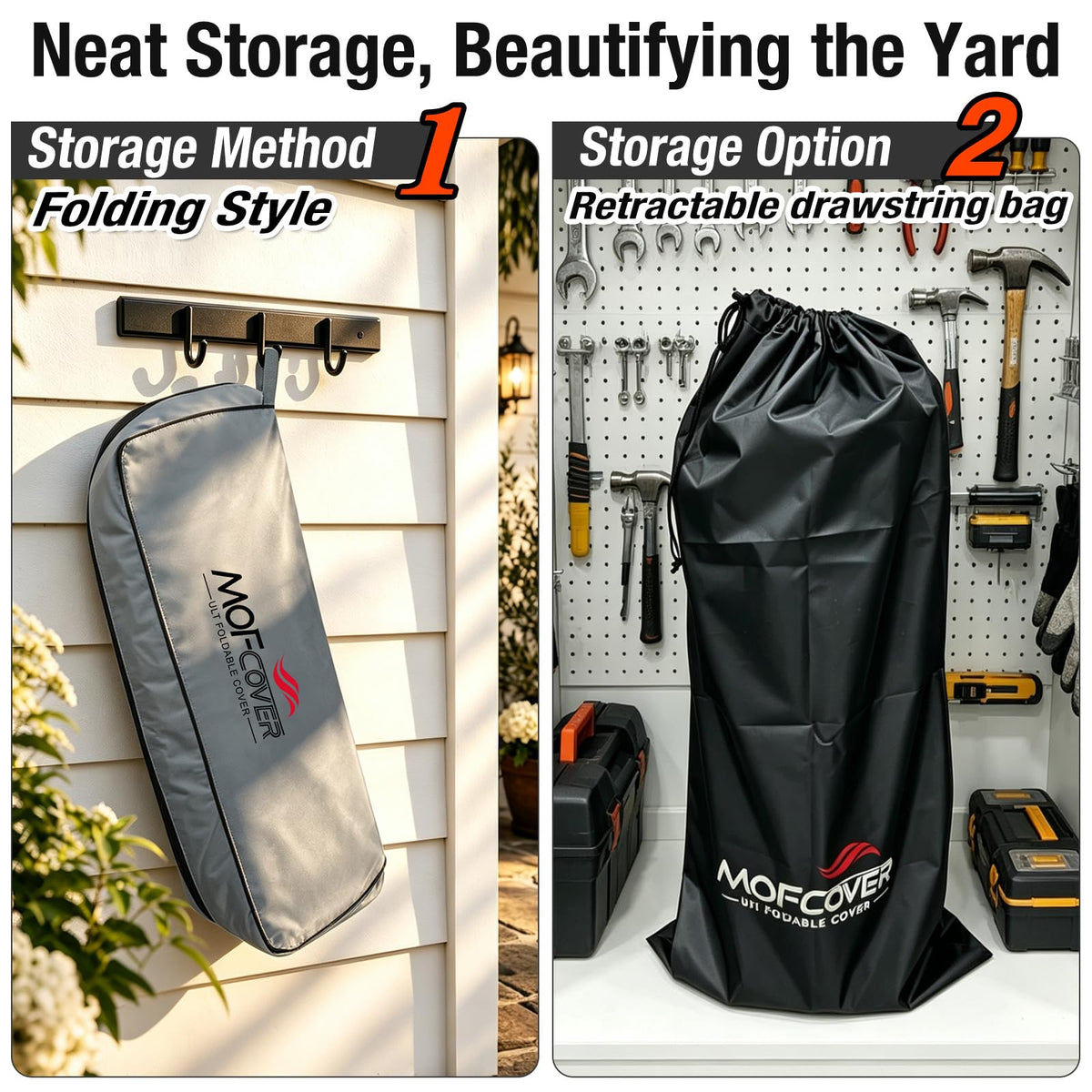 MOFCOVER Upgraded Foldable Patio Furniture Covers with Drainpipe Pipe 90"(L)x62"(W)