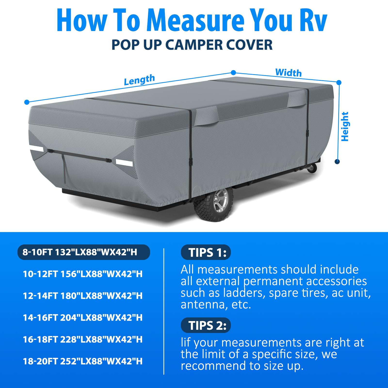 MOFCOVER Pop Up RV Cover 14-16ft