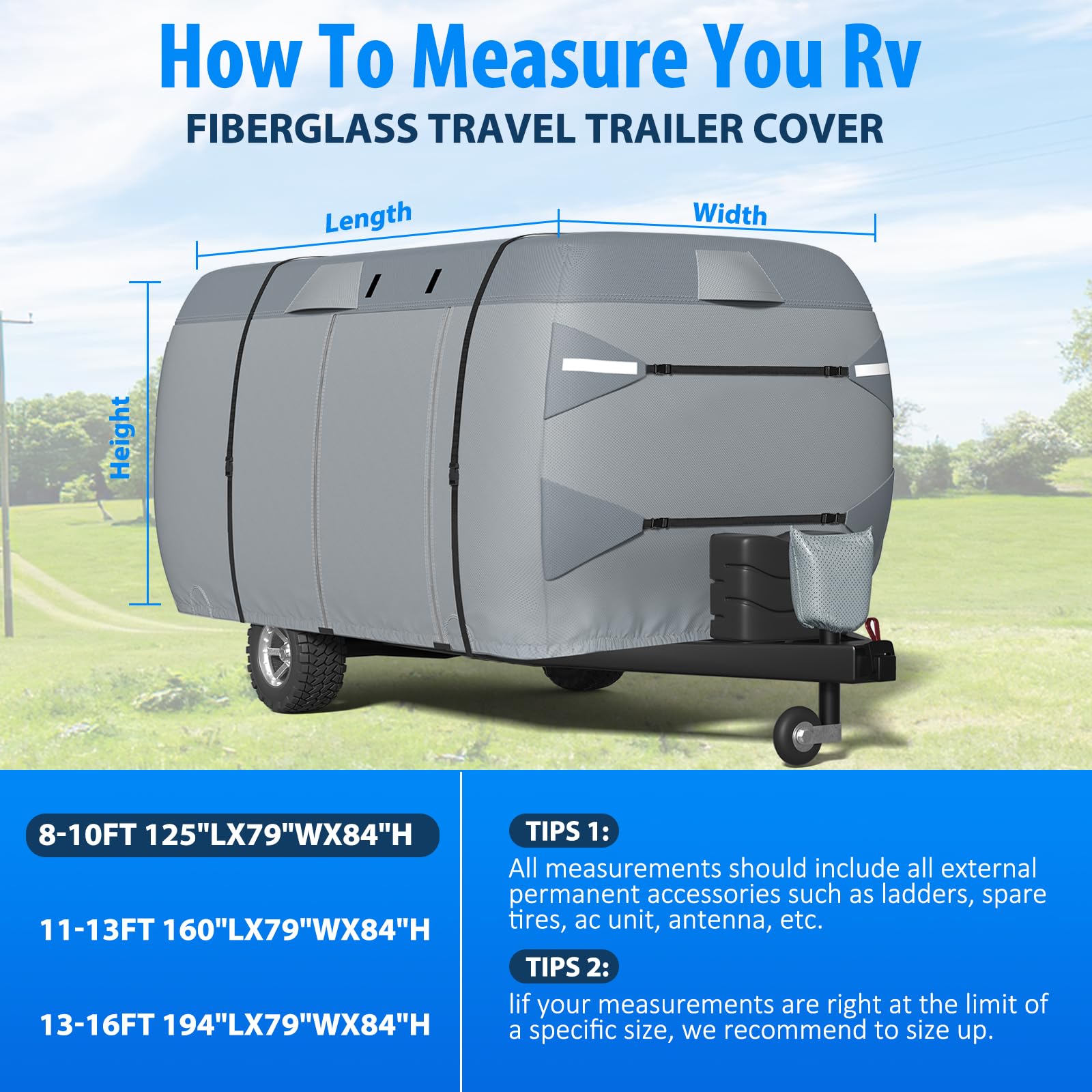 MOFCOVER Fiberglass RV Cover 8-10ft