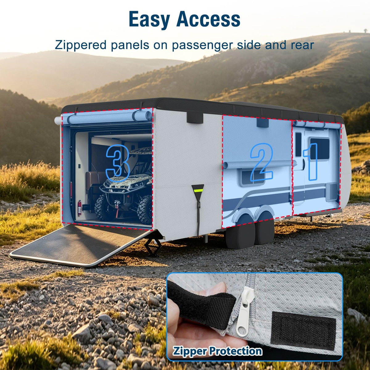 MOFCOVER 8-Layer Travel Trailer Cover – Black/Gray