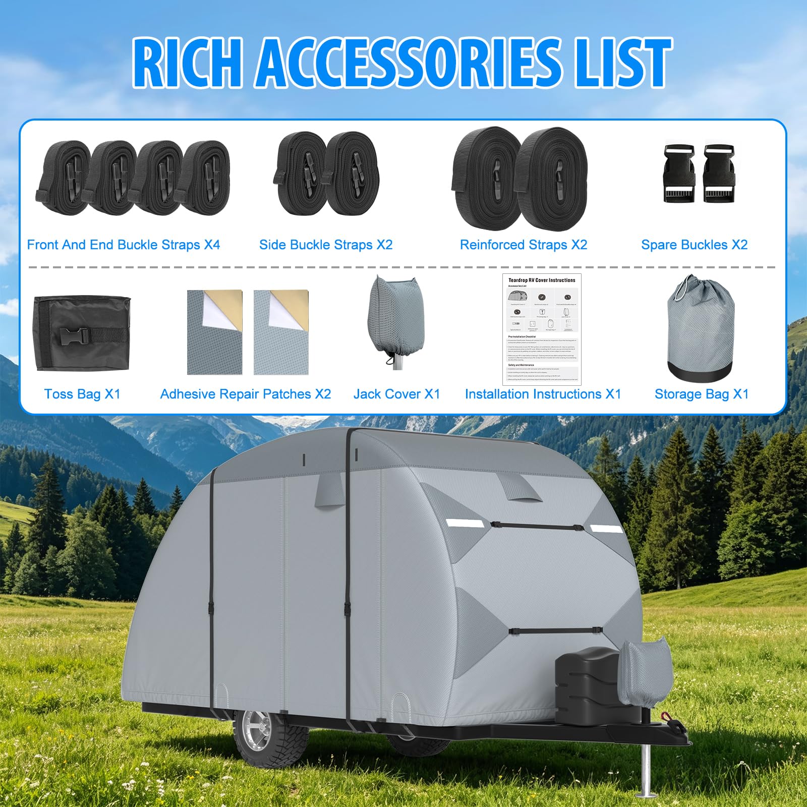 MOFCOVER Teardrop Trailer Cover 10-12FT