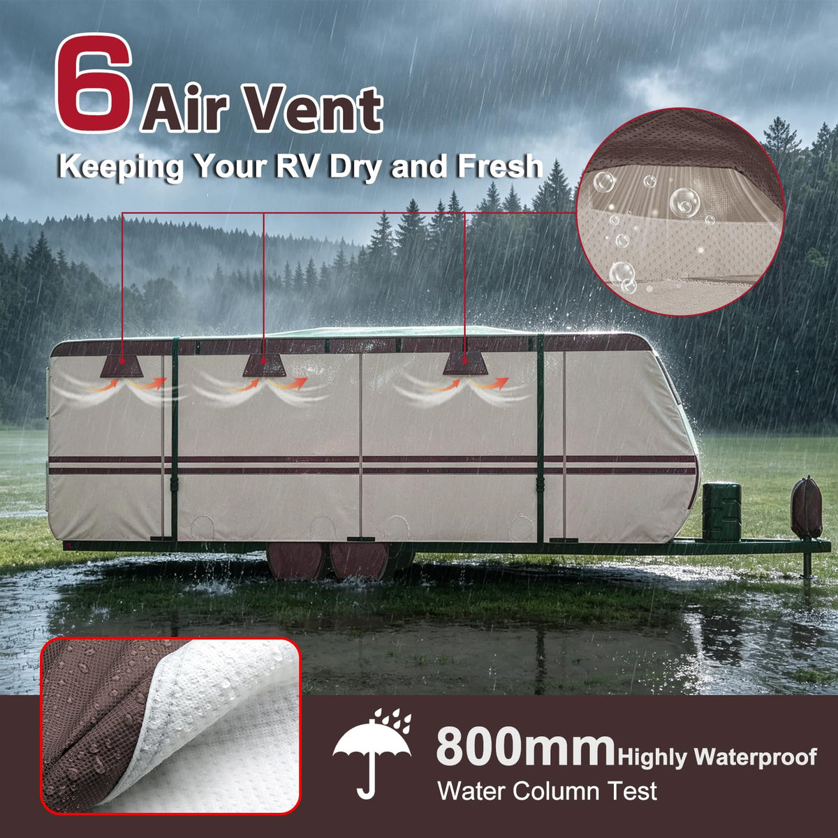 MOFCOVER 9-Layer Waterproof Travel Trailer RV Cover with 4 Tire Covers – 16–30 ft
