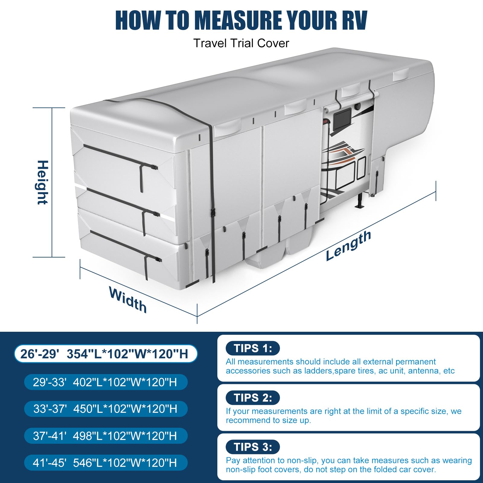 MOFCOVER 5th Wheel RV Cover 41-45ft,Oxford