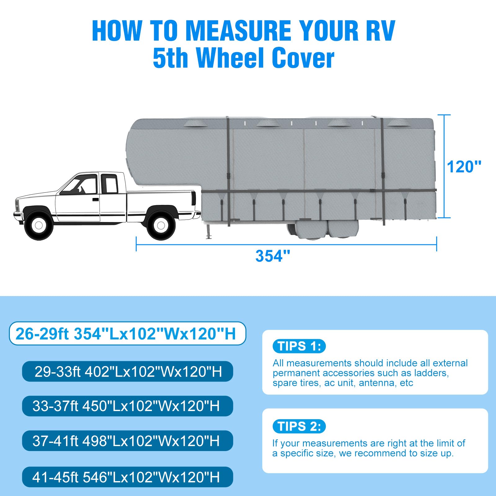 MOFCOVER 5th Wheel RV Cover 29-33ft