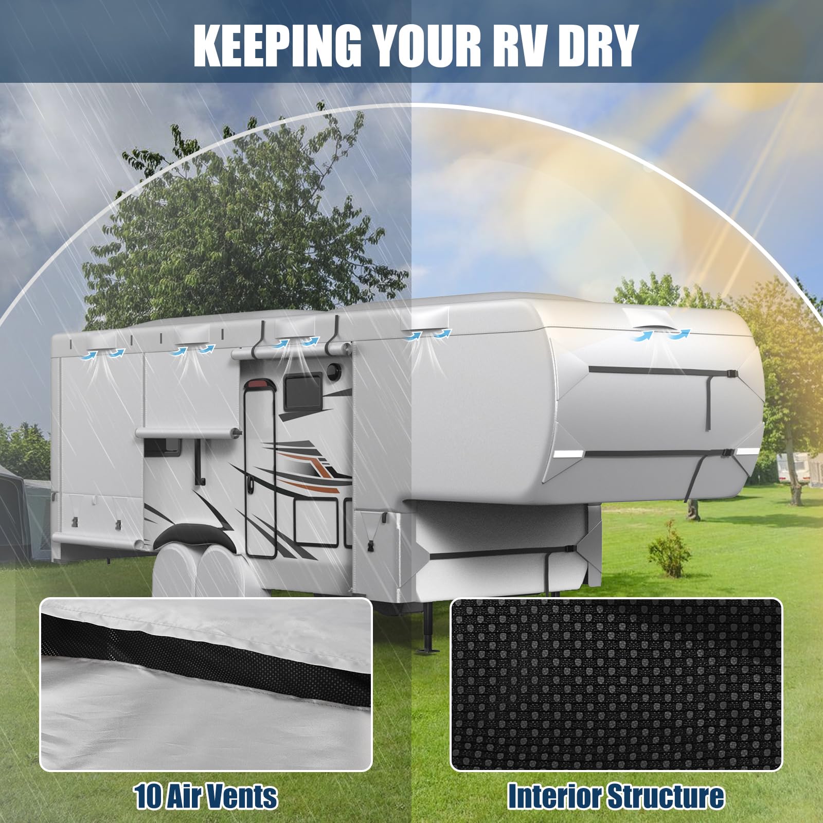 MOFCOVER 5th Wheel RV Cover 41-45ft,Oxford