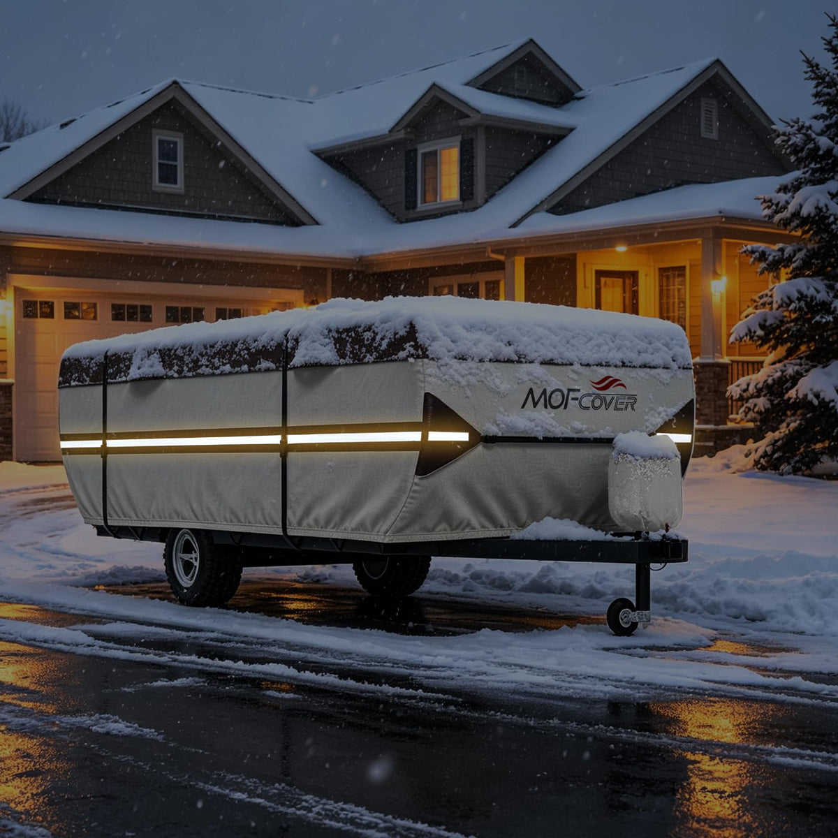 MOFCOVER 9-Layer Waterproof Pop-Up Camper Cover – Brown, 8–16 ft