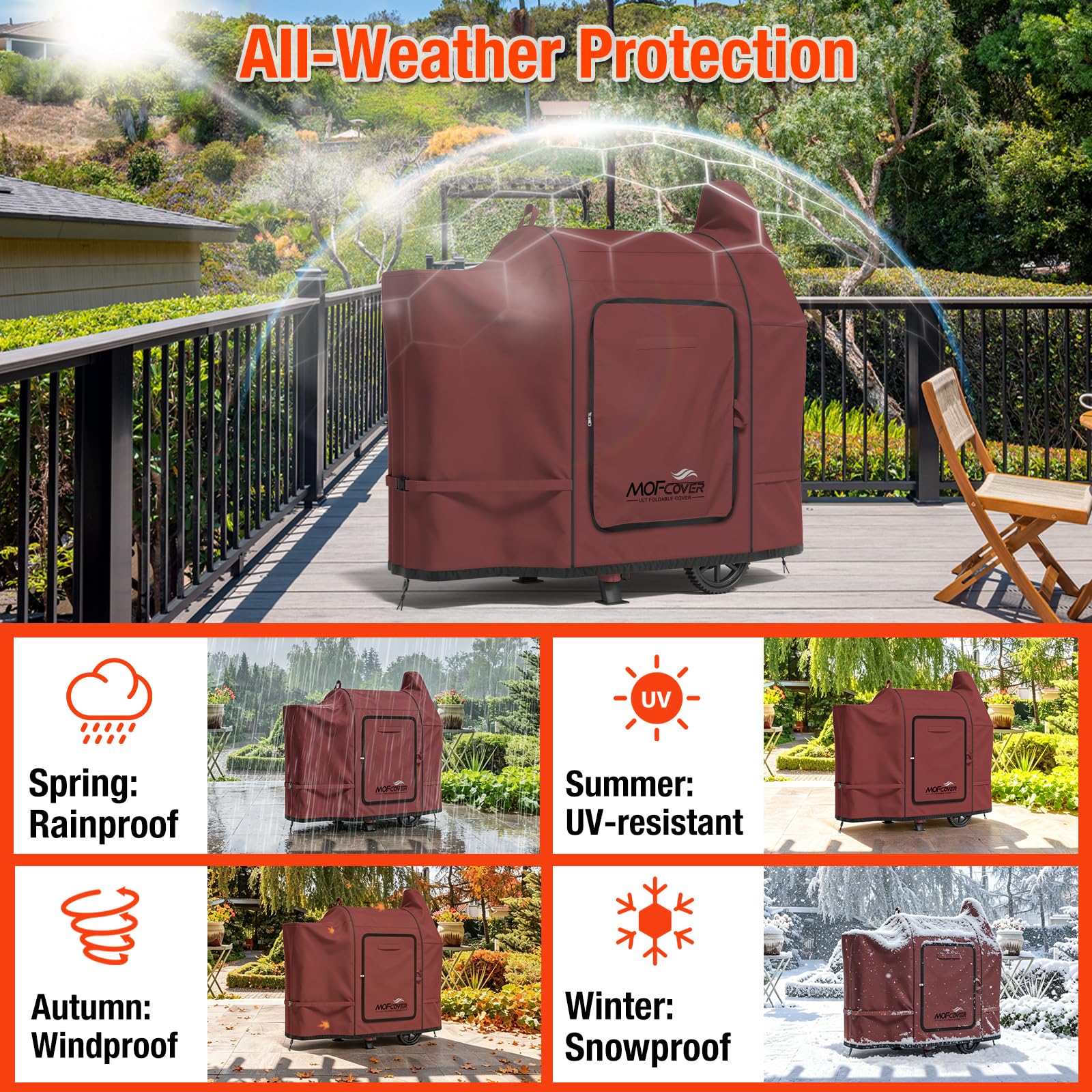 MOFCOVER Pit Boss 820D Grill Cover(Red)